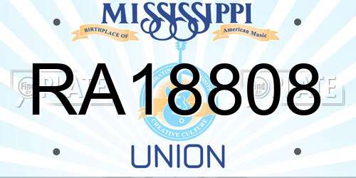 RA18808 Mississippi License Plate