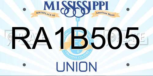 RA1B505 Mississippi License Plate