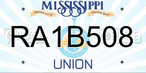 RA1B508 Mississippi License Plate