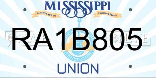 RA1B805 Mississippi License Plate