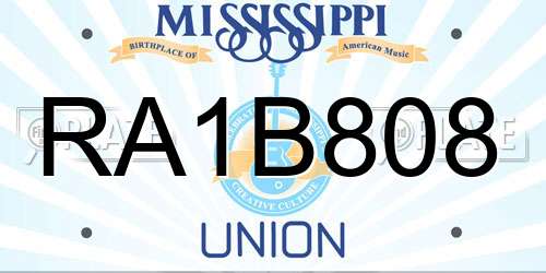 RA1B808 Mississippi License Plate