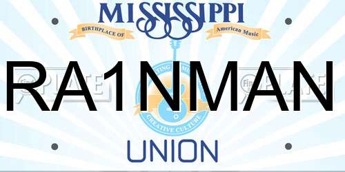 RA1NMAN Mississippi License Plate