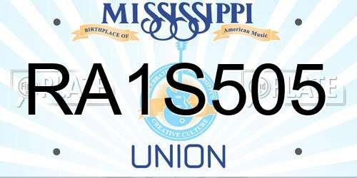 RA1S505 Mississippi License Plate