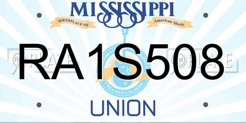 RA1S508 Mississippi License Plate