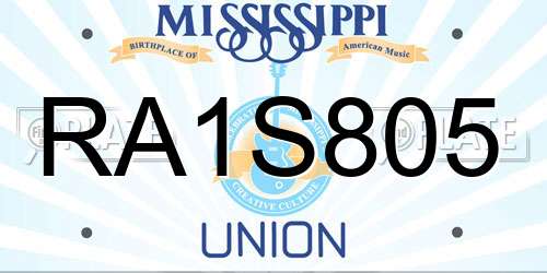 RA1S805 Mississippi License Plate