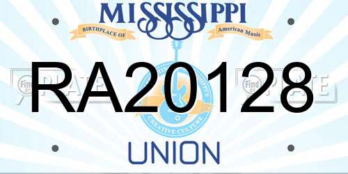 RA20128 Mississippi License Plate