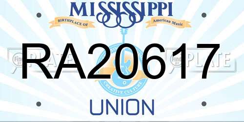 RA20617 Mississippi License Plate