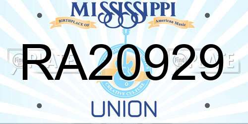 RA20929 Mississippi License Plate