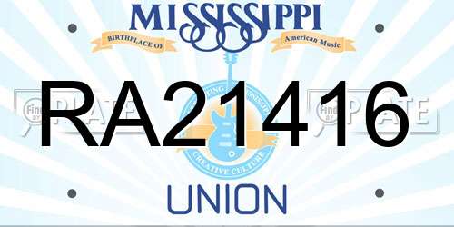 RA21416 Mississippi License Plate