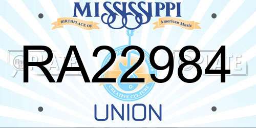 RA22984 Mississippi License Plate