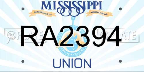 RA2394 Mississippi License Plate