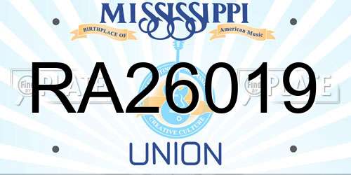 RA26019 Mississippi License Plate
