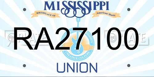 RA27100 Mississippi License Plate