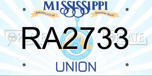 RA2733 Mississippi License Plate