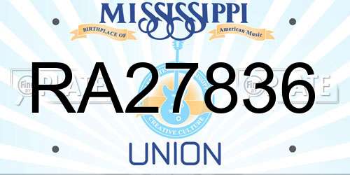 RA27836 Mississippi License Plate