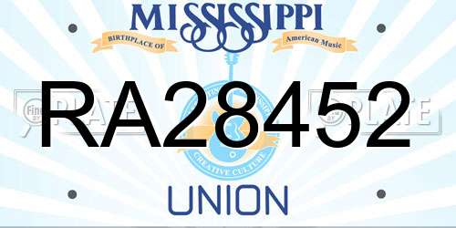 RA28452 Mississippi License Plate