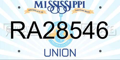RA28546 Mississippi License Plate