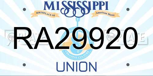 RA29920 Mississippi License Plate