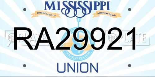 RA29921 Mississippi License Plate