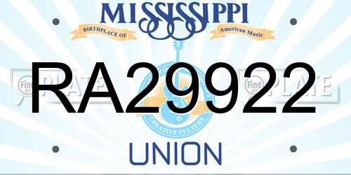 RA29922 Mississippi License Plate