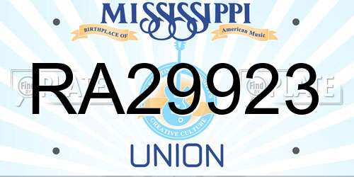 RA29923 Mississippi License Plate