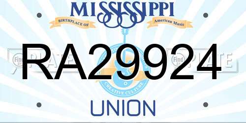RA29924 Mississippi License Plate