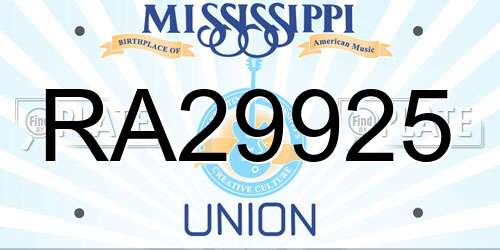 RA29925 Mississippi License Plate