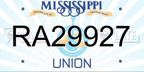RA29927 Mississippi License Plate