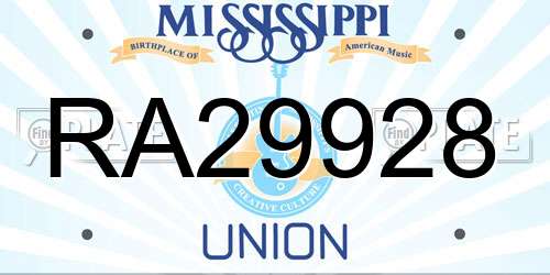 RA29928 Mississippi License Plate