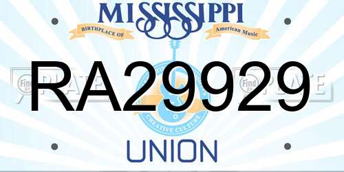 RA29929 Mississippi License Plate