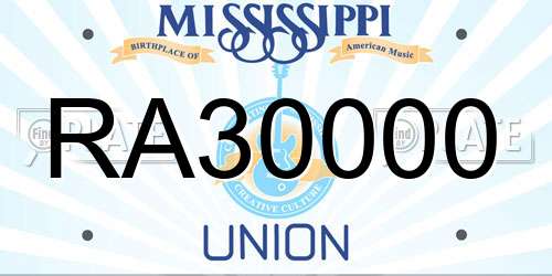 RA30000 Mississippi License Plate