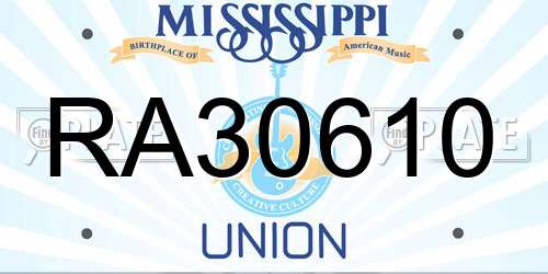 RA30610 Mississippi License Plate