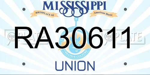 RA30611 Mississippi License Plate