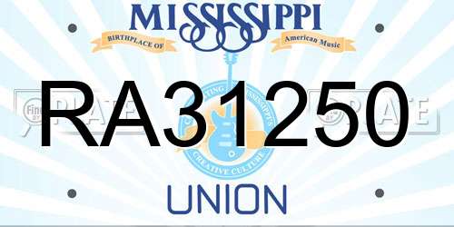 RA31250 Mississippi License Plate