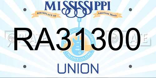 RA31300 Mississippi License Plate