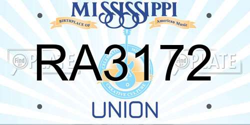 RA3172 Mississippi License Plate