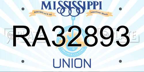 RA32893 Mississippi License Plate