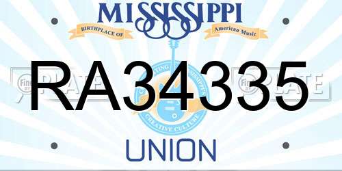 RA34335 Mississippi License Plate