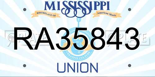 RA35843 Mississippi License Plate