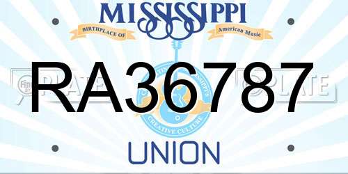 RA36787 Mississippi License Plate