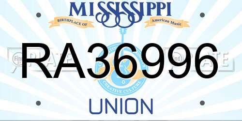 RA36996 Mississippi License Plate