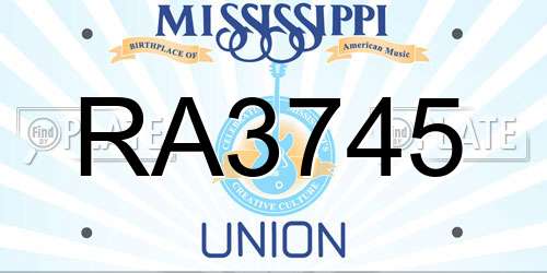 RA3745 Mississippi License Plate