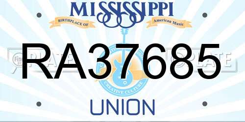 RA37685 Mississippi License Plate