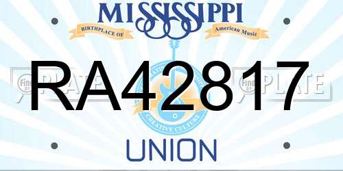 RA42817 Mississippi License Plate