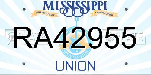 RA42955 Mississippi License Plate