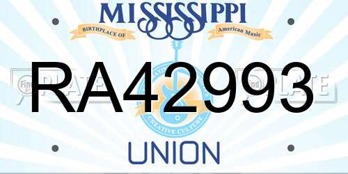 RA42993 Mississippi License Plate