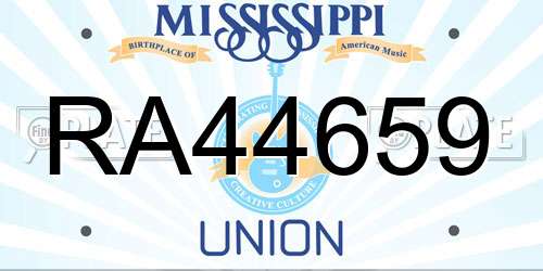 RA44659 Mississippi License Plate
