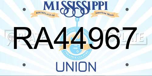 RA44967 Mississippi License Plate