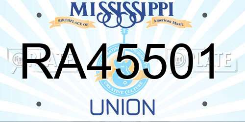 RA45501 Mississippi License Plate