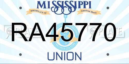 RA45770 Mississippi License Plate